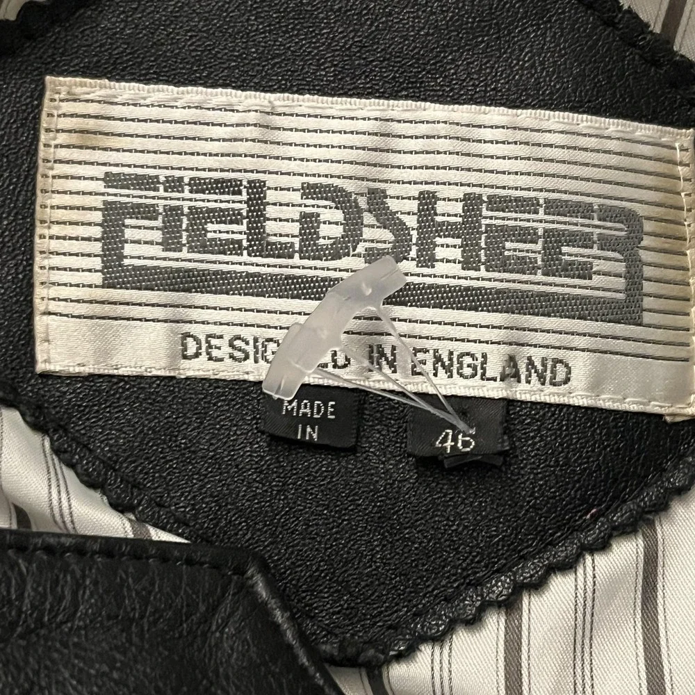Fieldsheer Jacket Mens 46 Black Leather Motorcycle Biker Elastic Waist Zip Moto